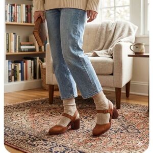 New! Madewell The Claudie Heeled Lugsole Mary Jane in Leather